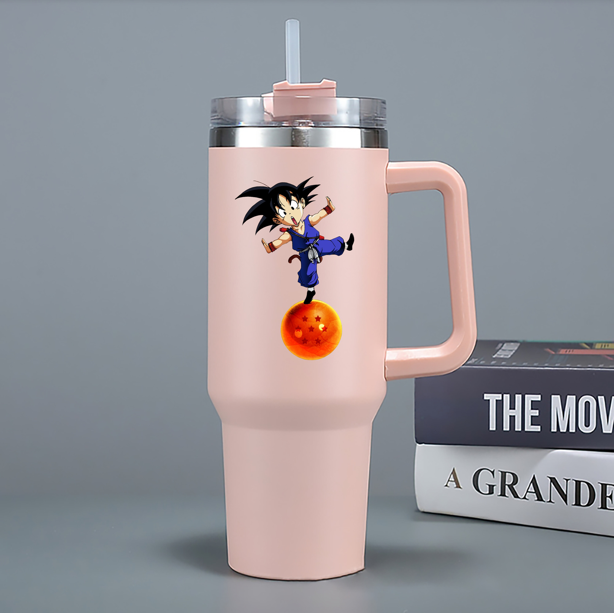 （画像用） ドラゴンボール 孫悟空（そん ごくう）Son Goku カカロット DRAGON BALL Kakarotto 1200mL車用タンブラー - クリスタルステッカー（プラスチックストロー付き）